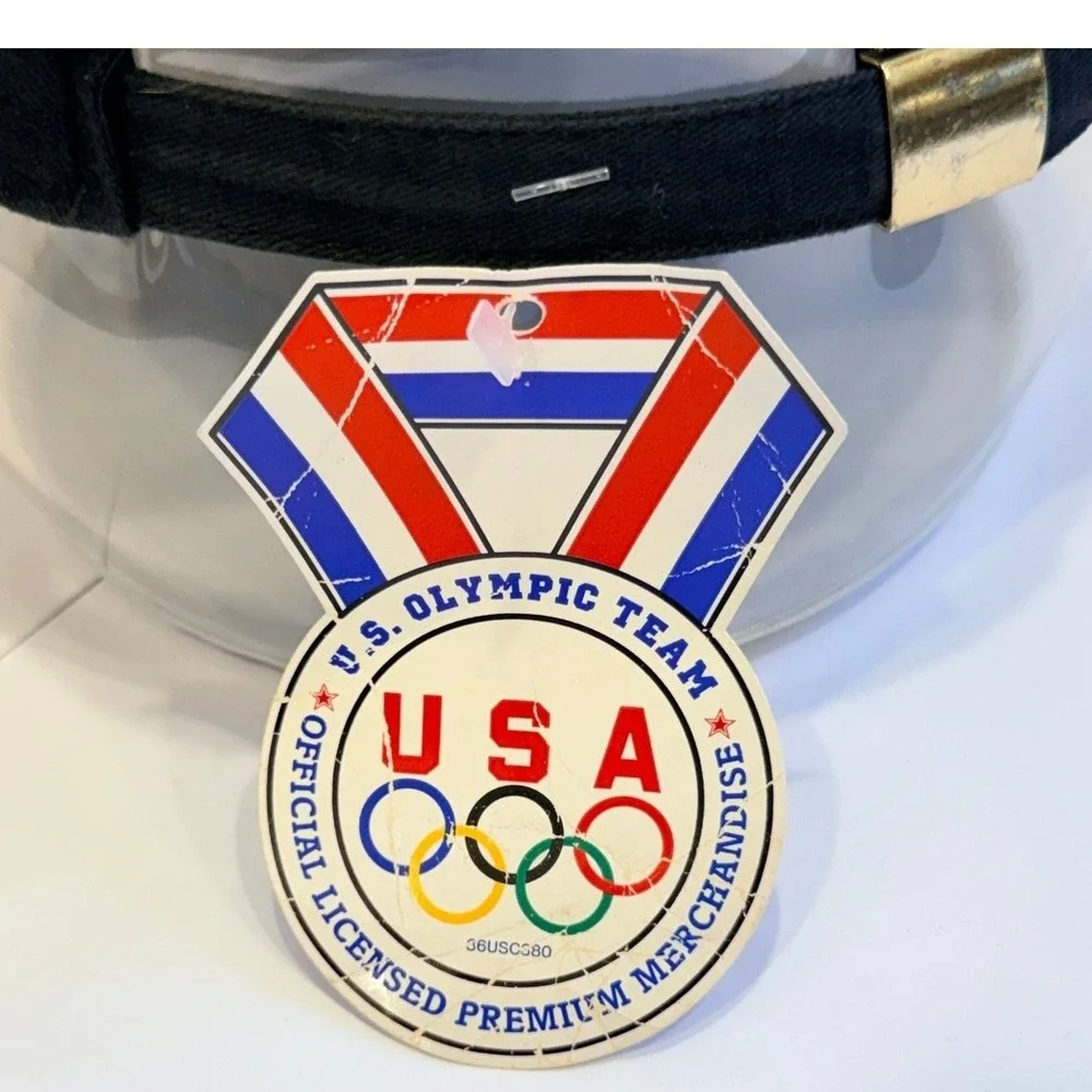 Vtg USA Olympic‎ Team Swingster Strapback Hat  Black Texaco Cap Made in USA